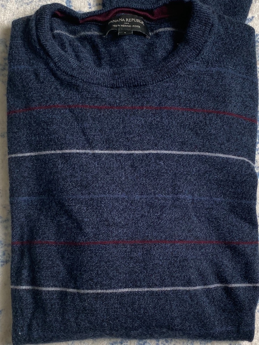 Navy Merino Wool Crewneck Sweater